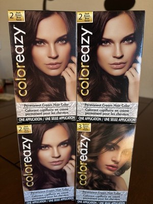 4 boxes Coloreazy Permanent Cream Hair Color One Application #2 AND #3 BROWN