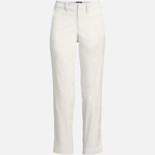 NEW LANDS END Mid Rise Classic Straight Leg Chino Pants WHITE 24W X30"