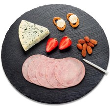 Schieferplatte Rund 30 cm, Schieferplatte Servierplatte groß mit Kreidestift,...