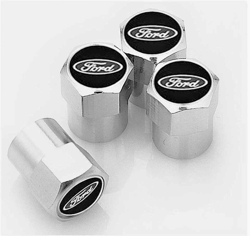 Compatible with Ford 4Pcs Tire Valve Stem Caps Silver Anodized Aluminum Set - Image 4 of 4