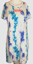 z M Calvin Klein Short Sleeve Dress White Blue Purple Tie Dye NWT