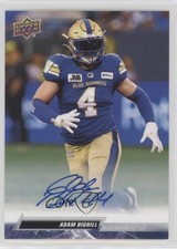 2023 Upper Deck CFL Auto Adam Bighill #13 Auto 3xy