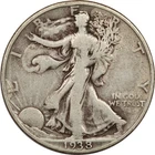 1938-D Walking Liberty Half Dollar 50C, Fine F