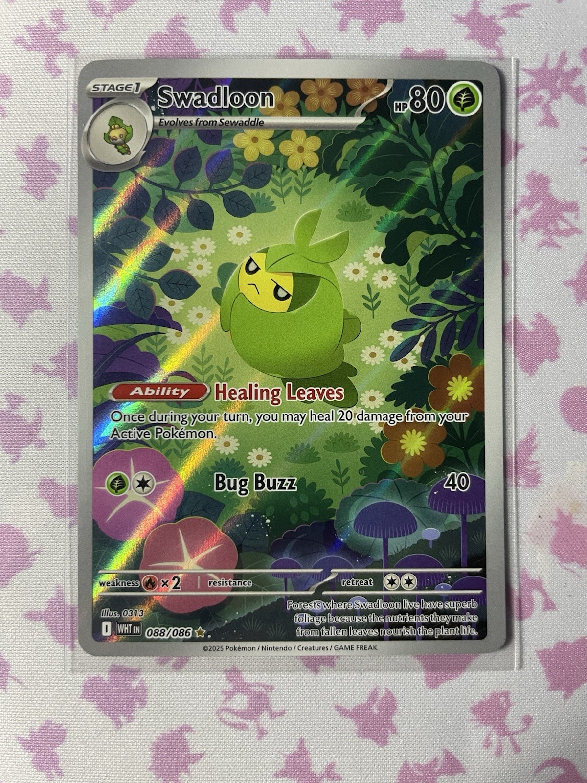 Pokémon TCG White Flare Swadloon Card IR 088/086 Holo English NM Condition