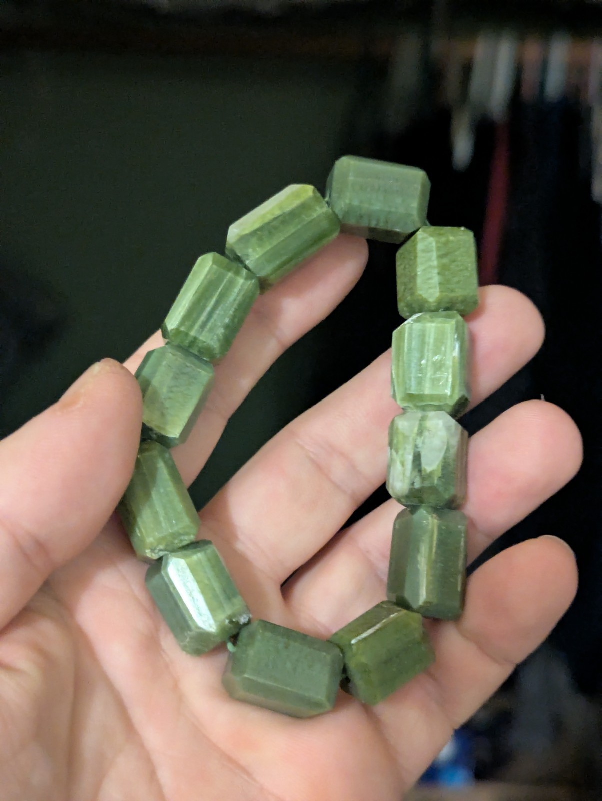 Green Tremolite Crystal Bracelet With Rectangular… - image 8