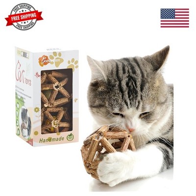 Catnip Toys-2Pcs Natural Silvervine Stick Catnip Ball&Bell Ball-Cat Toys for ...