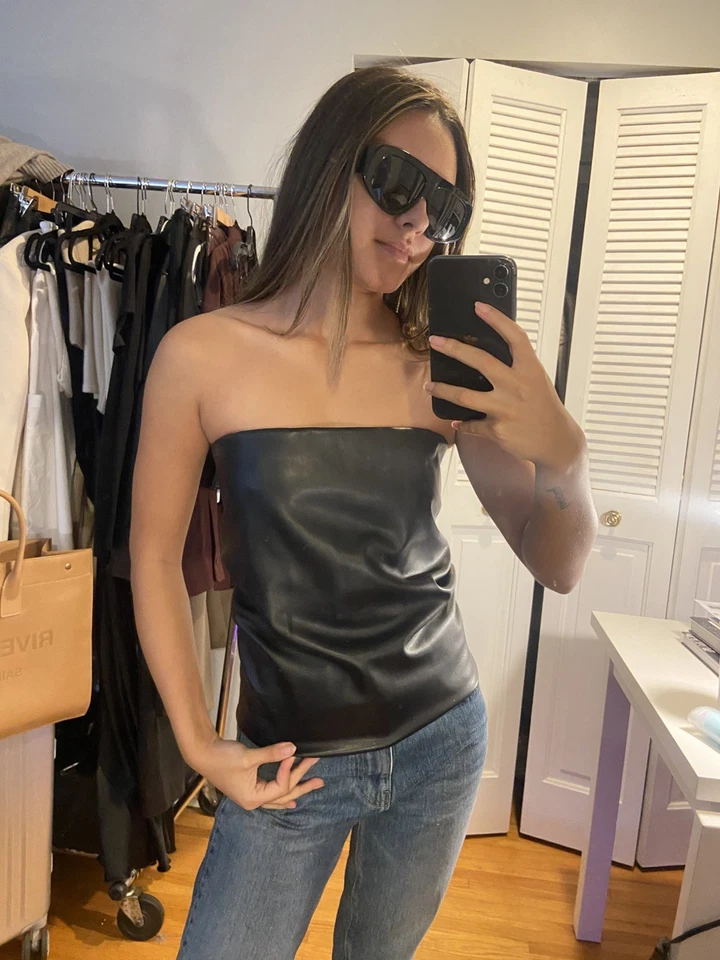 Top tubo de cuero Sportmax talla XS usado una vez otoño invierno Foto 2 de 4