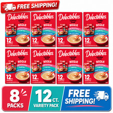 8 packs - Hartz Delectables Lickable Cat Treat - Bisque Variety Pack, 12CT