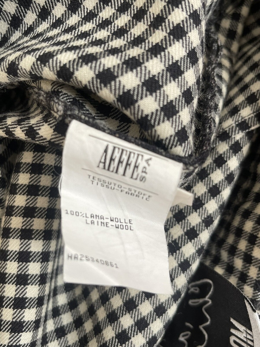 MOSCHINO Cheap and Chic Retro Plaid Pants 100% Wool Black