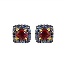 925 Silver Sapphire Garnet Gemstone Square Stud Earrings Jewelry Gift For Women