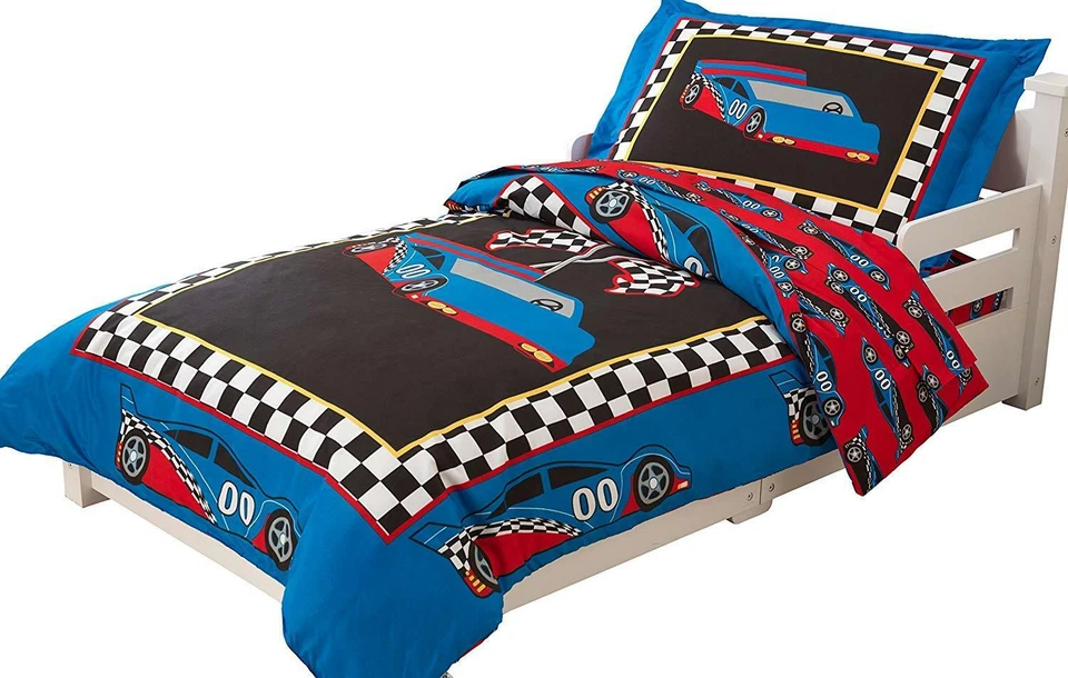 Ropa de cama para auto de carreras KidKraft para niños pequeños y niños pequeños Foto 3 de 3
