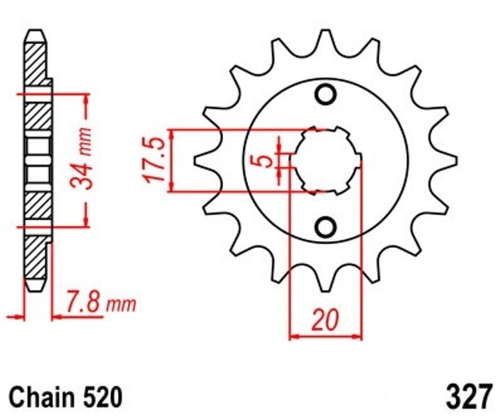 Pignon transmission 13 dents chaîne 520 pour balades en Honda NSR 125
