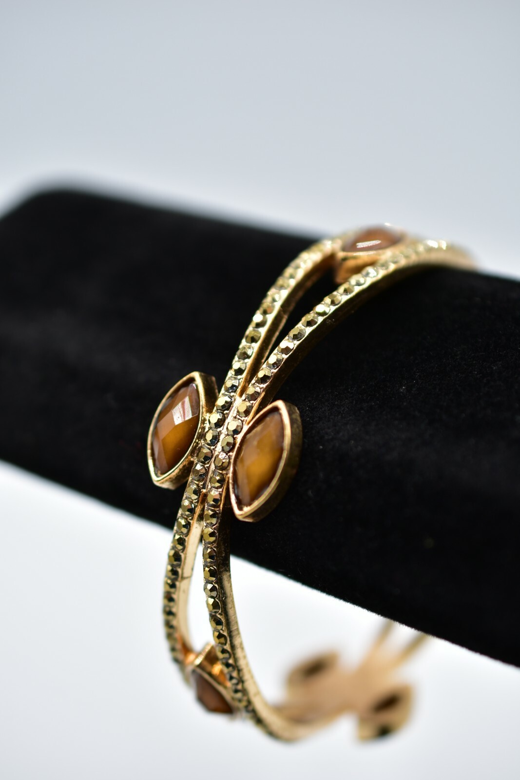 Statement Bangle Bracelet Rhinestone Crystal Gold… - image 2