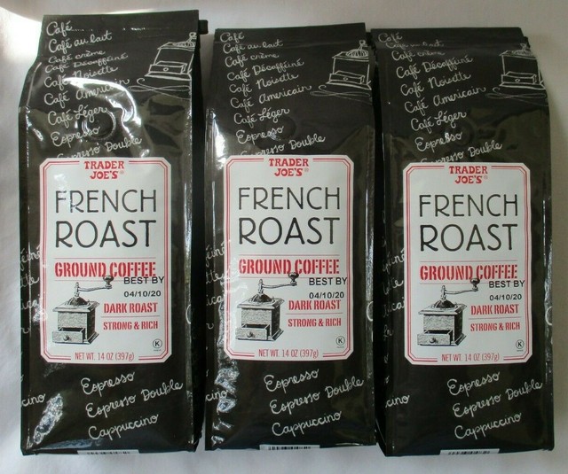 3 TRADER JOE'S FRENCH DARK ROAST GROUND COFFEE 14OZ