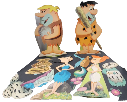 The Flintstones Cardboard Paper Dolls Fred Wilma Barney Betty w/Accessories Vtg - Picture 1 of 7
