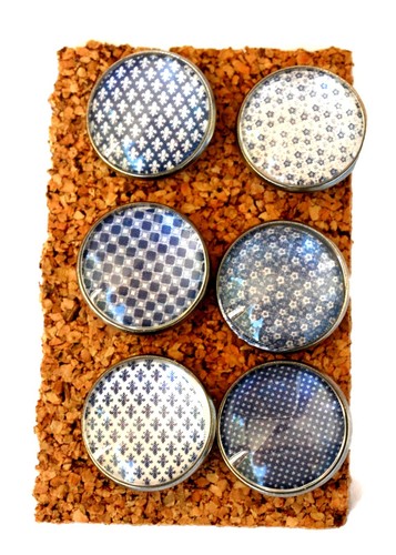Blue Polka Dot Decorative Push Pins Thumb Tacks for Cork Board Handmade Office - Picture 2 of 2