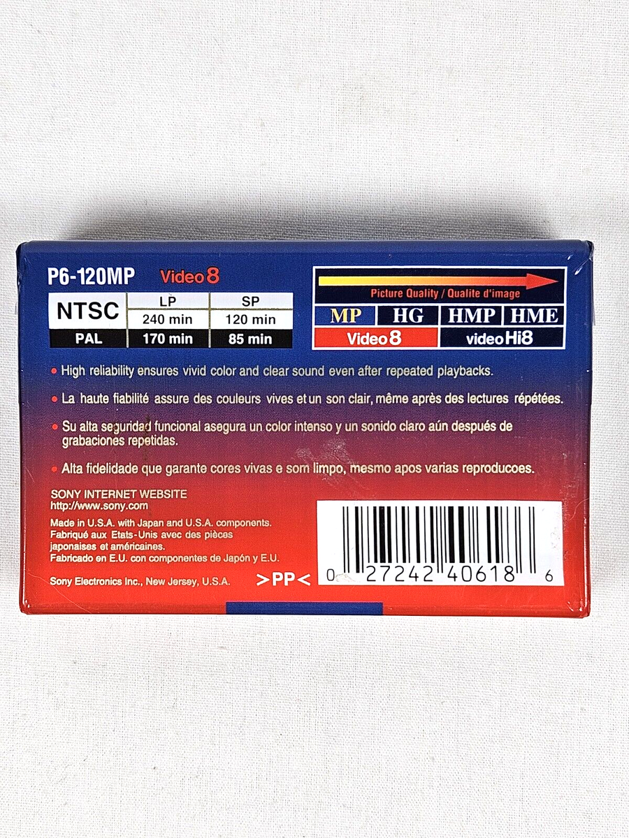 Sony P6-120MPD Standard Grade Video 8 NTSC Cassette New SEALED