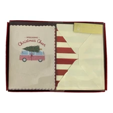 Spreading Christmas Cheer Van with Green Tree 12 Christmas Cards and Envelopes