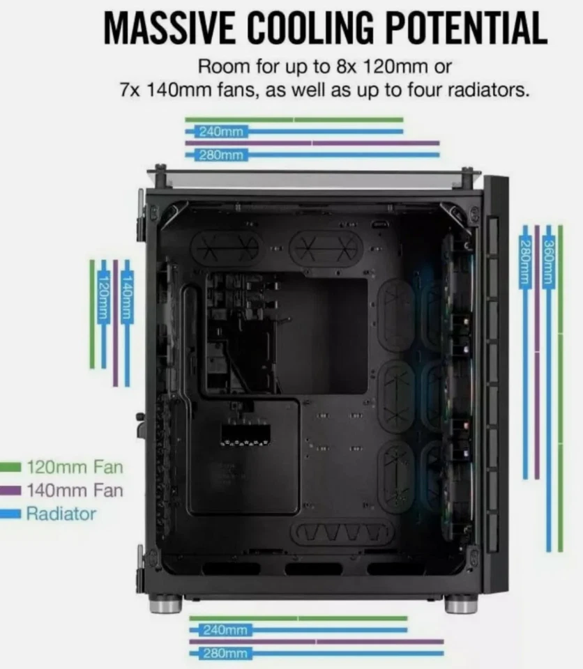 Corsair Crystal Series 680X RGB High Airflow Tempered Glass ATX Gaming Case - Image 4 of 4