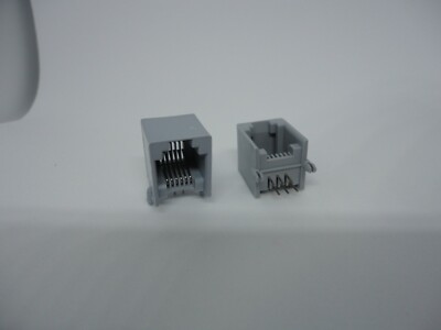 2Pcs Phone RJ11 Port Jack Modular Connector Telephone PCB DIP 6Pins 6P6C Housing