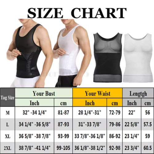 GILET DA UOMO BODY SHAPER SLIMMING PANCIA PETTO COMPRESSIONE T-SHIRT TANK TOP CINTURA - Foto 2 di 36