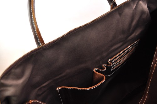 Grand � E Sac en Cuir Sac de Voyage Vintage 52cm x 30cm - Cuir Véritable - Braun - Bild 11 von 11
