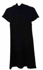 Sweater Project Women’s Large Sweater Sheath Dress Black Cowl Neck Short Sleeves