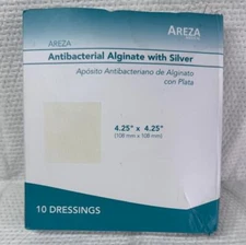 Areza Medical Silver Alginate Antibacterial Alginate 4.25"x4.25" Sterile 10 pcs