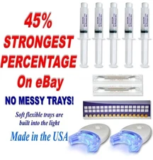 45% DENTIST GRADE TEETH WHITENER BLEACHING GEL WHITENING GEL KIT FOR 2