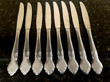 Oneida Northland MUSETTE Burnished Stainless Flatware Set Of 8 Dinner Knives 9"