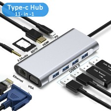 11 In 1 Type C USB 3.0 Laptop Docking Station PD VGA 4K HDMI USB Hub For MacBook