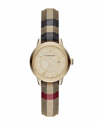 Burberry Leather Strap Gold-tone Dial Ladies Watch Bu9153  display picture 2