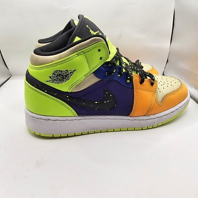 Nike Air Jordan 1 Mid SE Volt/Black/Vivid Orange - Youth
