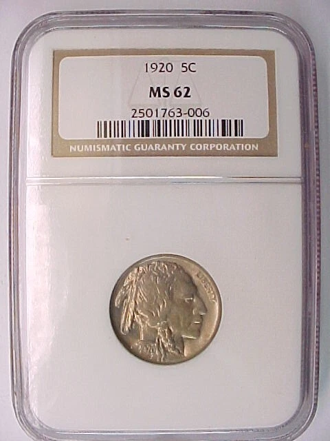 1920 P Buffalo Nickel NGC Certified Brilliant Uncirculated BU MS 62 - Image 2 of 2
