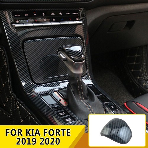 Para Kia Forte CERATO 2019-2021 Fibra de Carbono Palanca de Cambios Perilla Tapa Tapa Tapicería - Imagen 1 de 10