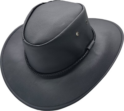 Klassischer Kunstleder Cowboy Hut Western verstellbar Unisex stylisch schwarz braun