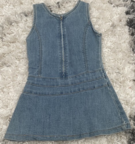 Denim Dress w/Buckles And Sparkle On White Parts On Front Of Dress Size XS Kids - Picture 2 of 4