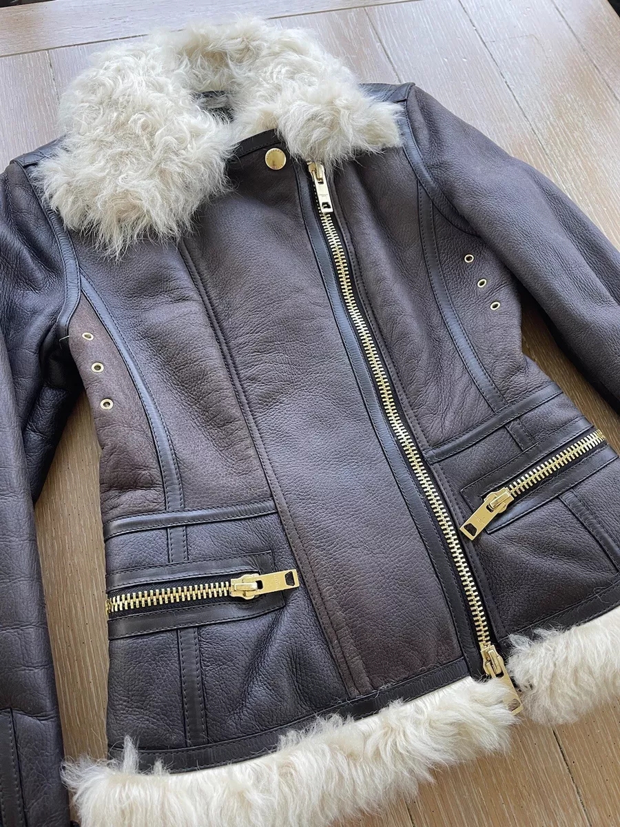 Burberry prorsum shearling deals funnel neck aviator jacket