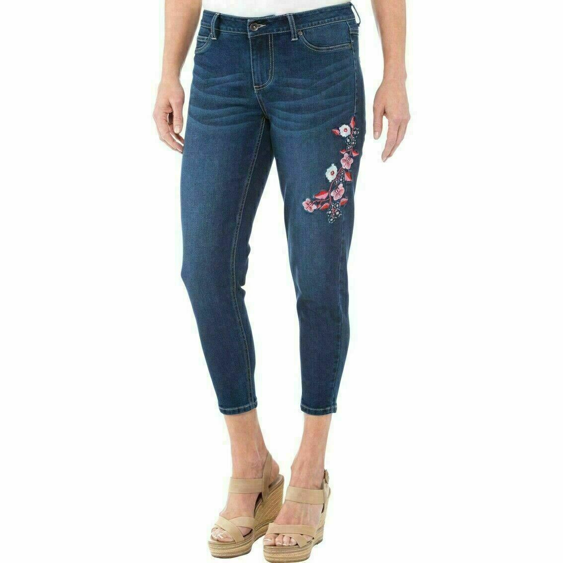Cherokee Women's Capri Jeans with Embroidery -Sizes 2, 10, 12