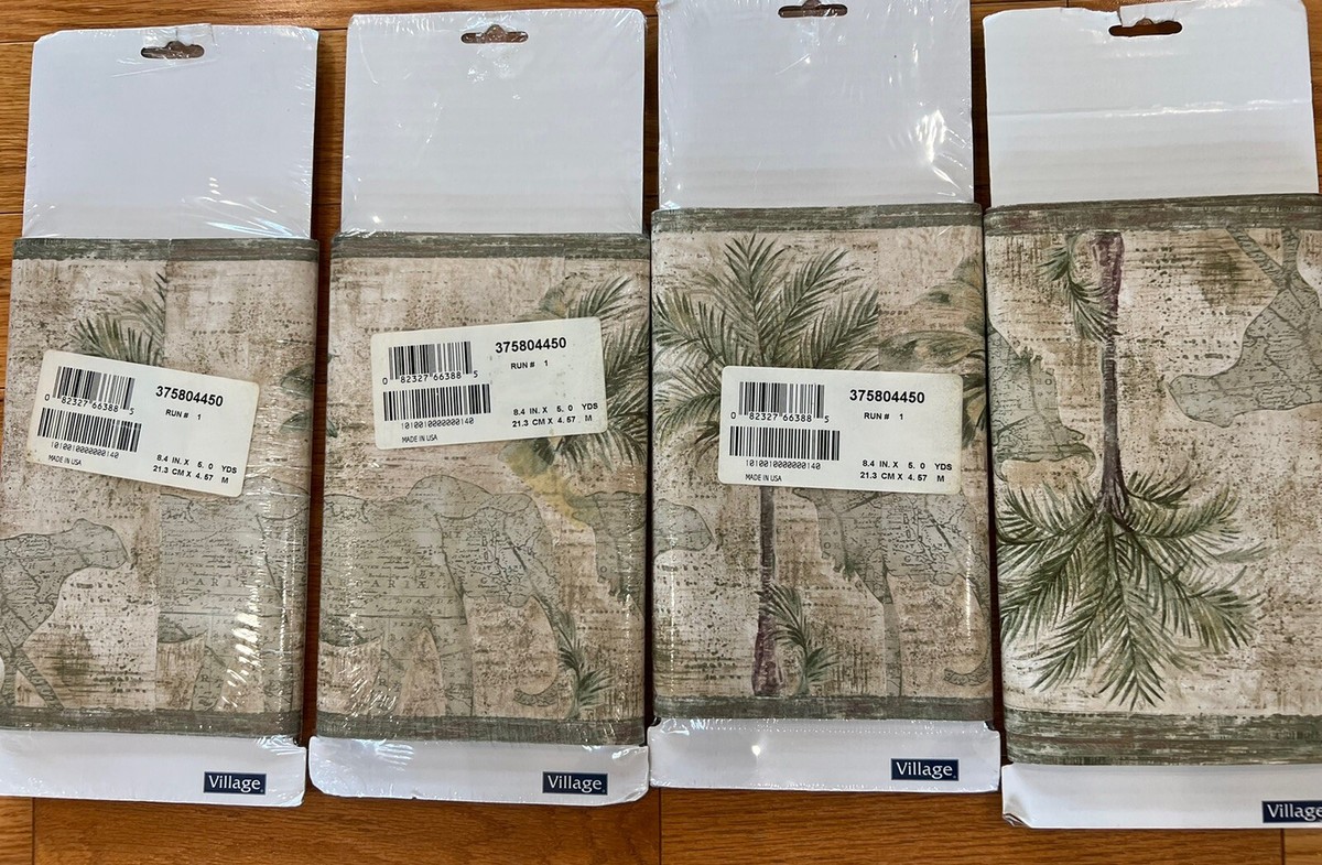 Village Wallpaper Borders Lot Of 4 Jungle Print Vintage | eBay