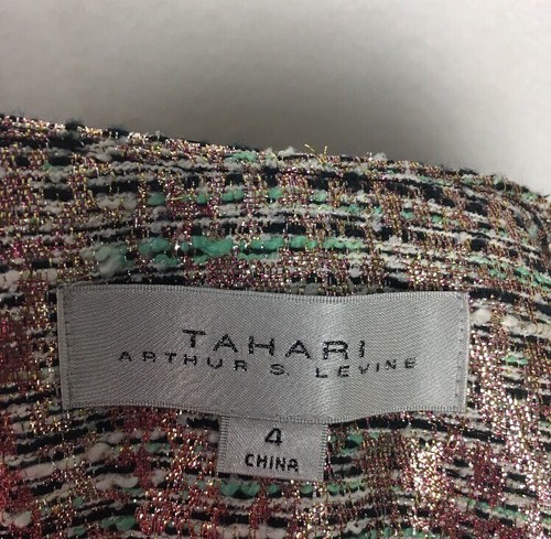 Tahari Women's Jacket Size 4 Silver Black Metallic Crystals $188 H352 - Picture 9 of 10