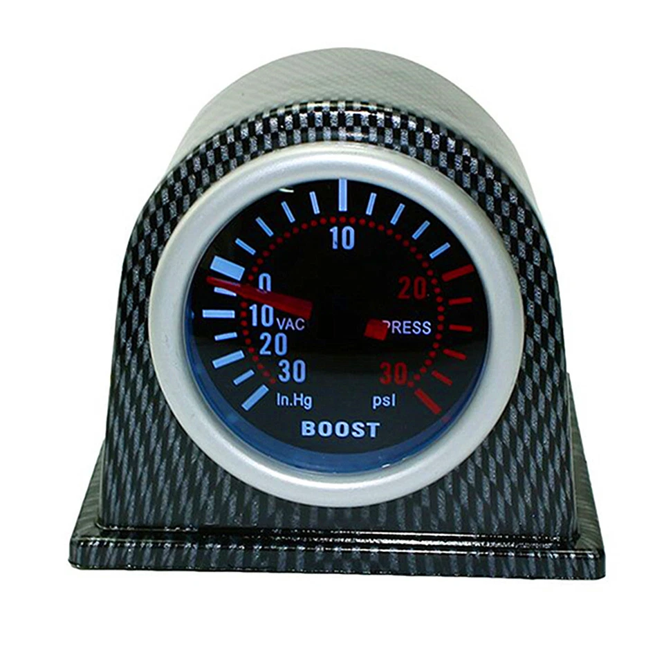 LED Car Turbo Boost Gauge Carbon Fiber Style Pod Meter Pointer PSI 2in 52mm - Изображение 3 из 4
