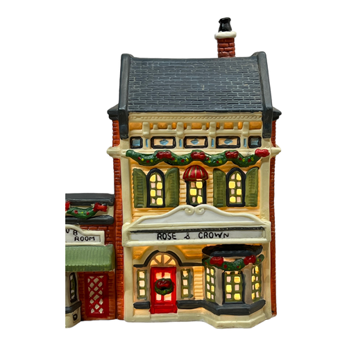 Vtg Dickens Keepsake Rose & Crown Hotel & Pub 1994 Lighted House 7x5x8" Owell - Picture 2 of 12