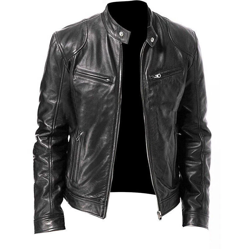 Brown Slim Fit Leather Jacket, genuine leather jacket , Mens Lamb Leather Jacket