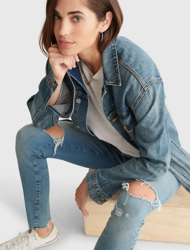 LUCKY BRAND High Rise Bridgette Skinny Jean 7W15236 Drizzle Dest Chew 8 29 R 420 - Picture 6 of 12