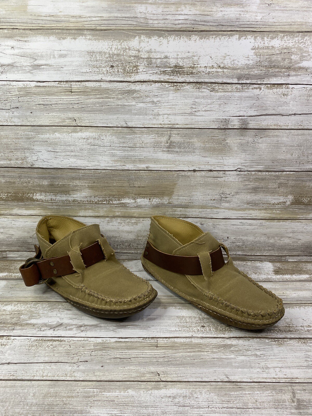 Quoddy Ring Boots Men's Hand Made In Maine Moccasins Brown Canvas Size M5 W7