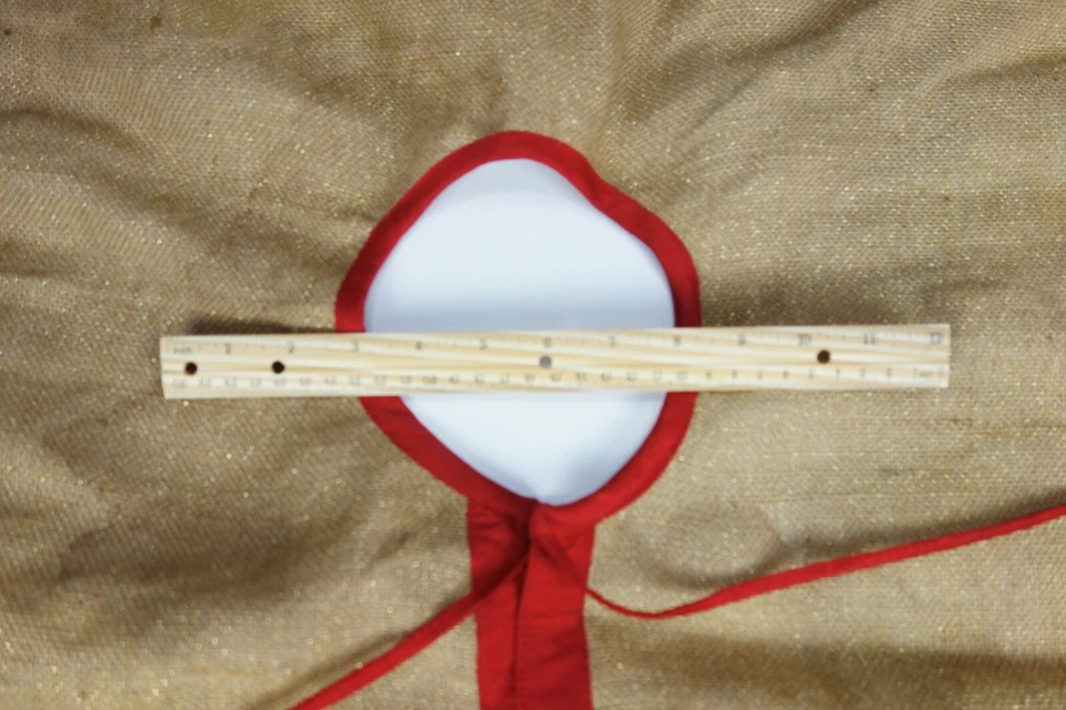 54” Christmas Tree Skirt Burlap Jute Embroidery Holly Primitive Folk Country - Image 4 of 4