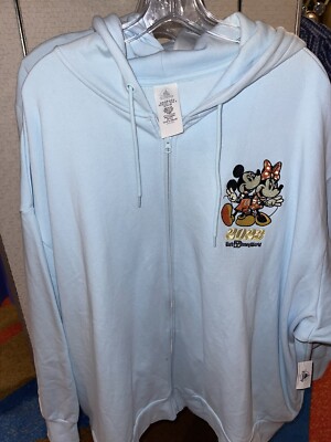 New 2023 Disney Mickey And Minnie WDW Hoodie Blue Jacket XXL BNWT