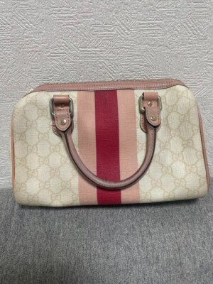 【GUCCI】アタッシュケース　シェリーライン　マイクロGG PVC ベージュ マイクロGG シェリーライン ハンドバッグ PVC レザー ベージュ
