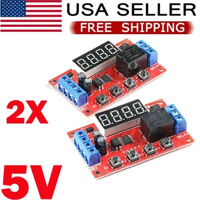 2x DC5V 10A Adjustable Time Delay Relay Module LED Digital Timer Control Switchs